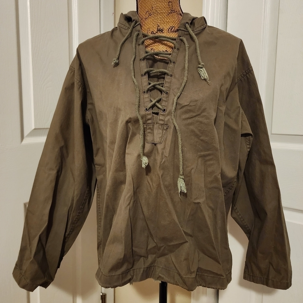 Calvin Klein Jeans Khakis Army Green Jacket Women's Small S Lace Up Front EUC